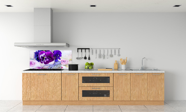 Kitchen splashback Purple pansies