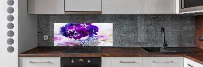 Kitchen splashback Purple pansies