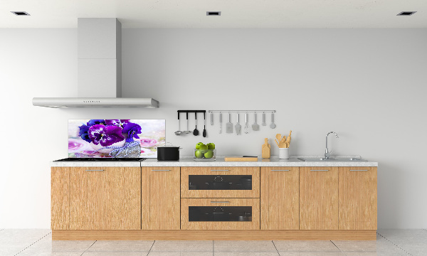 Kitchen splashback Purple pansies