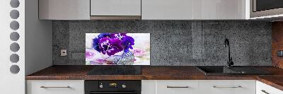 Kitchen splashback Purple pansies