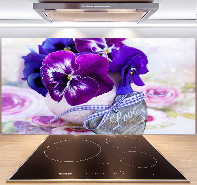 Kitchen splashback Purple pansies