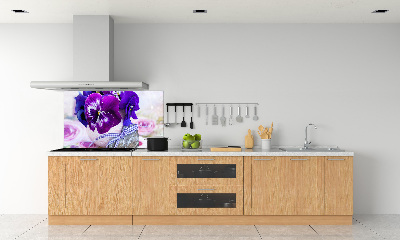 Kitchen splashback Purple pansies