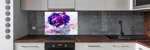 Kitchen splashback Purple pansies