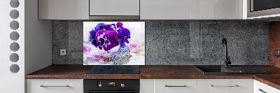 Kitchen splashback Purple pansies