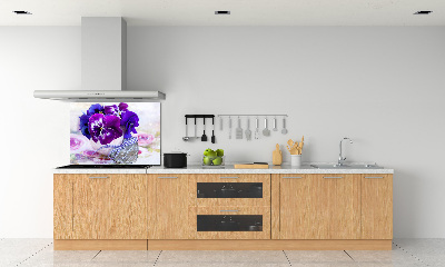 Kitchen splashback Purple pansies