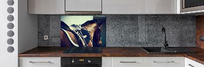 Cooker splashback Saddle with stirrups