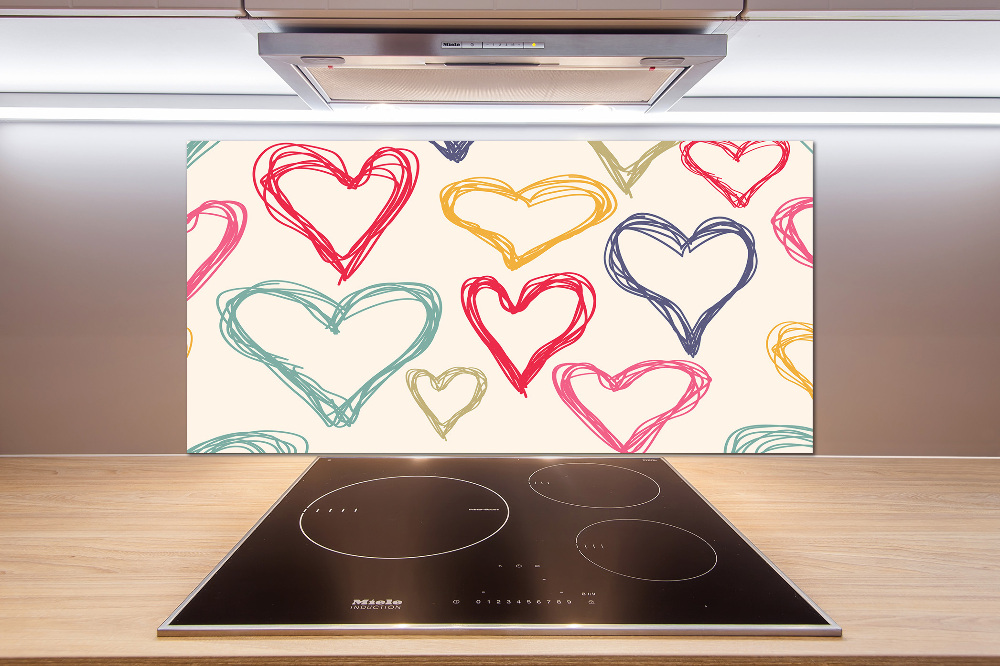 Kitchen splashback Colorful hearts