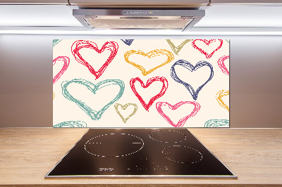 Kitchen splashback Colorful hearts