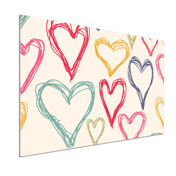 Kitchen splashback Colorful hearts