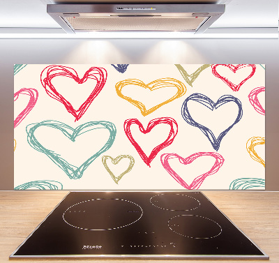 Kitchen splashback Colorful hearts