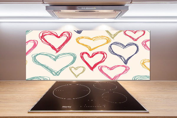 Kitchen splashback Colorful hearts