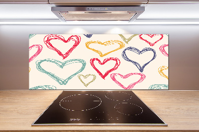 Kitchen splashback Colorful hearts