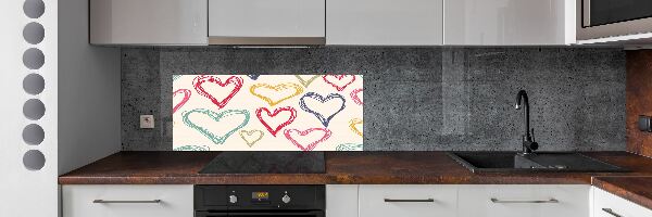 Kitchen splashback Colorful hearts