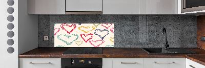 Kitchen splashback Colorful hearts