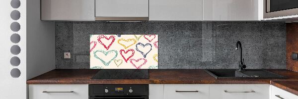 Kitchen splashback Colorful hearts