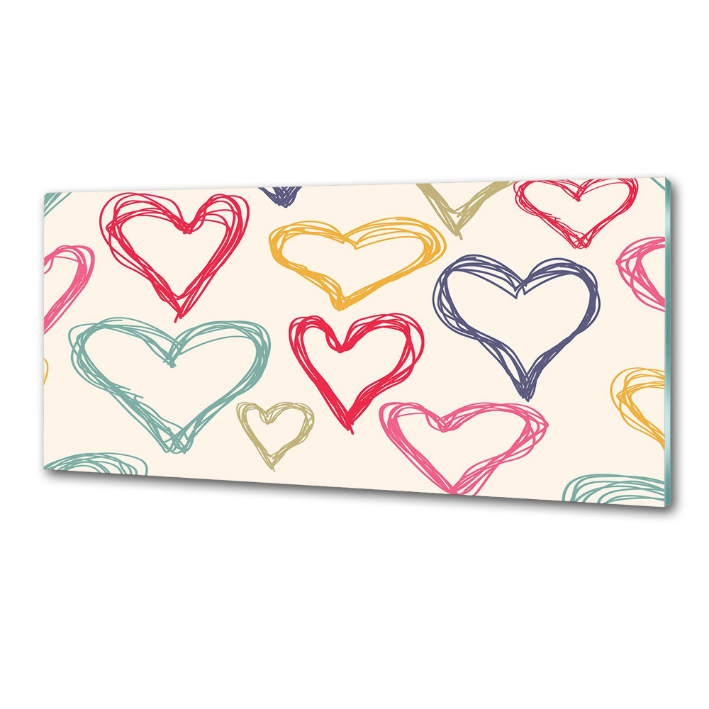 Kitchen splashback Colorful hearts