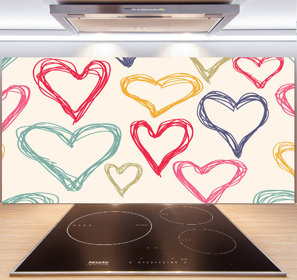 Kitchen splashback Colorful hearts