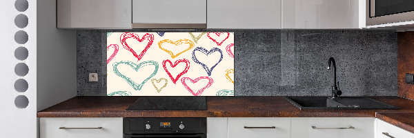 Kitchen splashback Colorful hearts