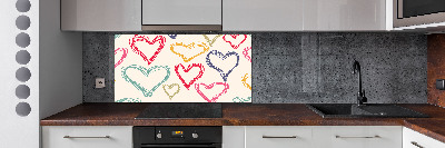 Kitchen splashback Colorful hearts