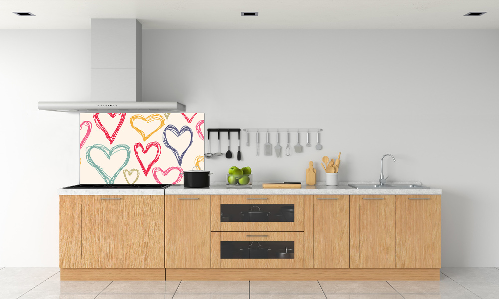 Kitchen splashback Colorful hearts