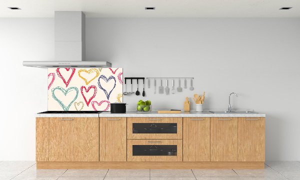 Kitchen splashback Colorful hearts