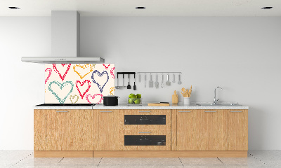 Kitchen splashback Colorful hearts