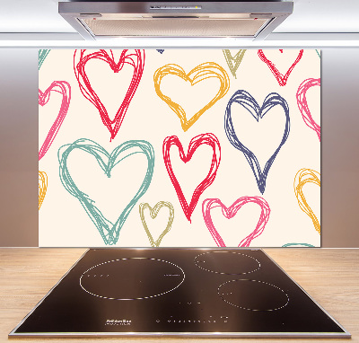 Kitchen splashback Colorful hearts