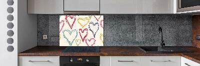 Kitchen splashback Colorful hearts