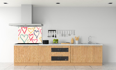 Kitchen splashback Colorful hearts