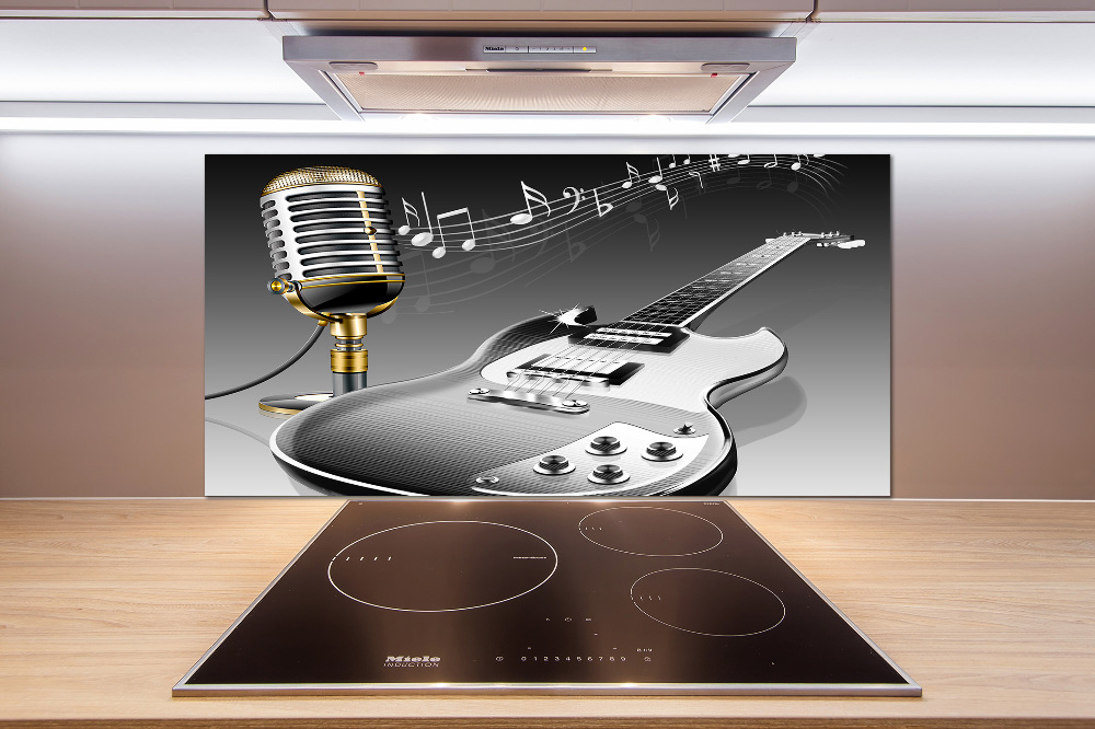 Cooker splashback Guitar and microphone