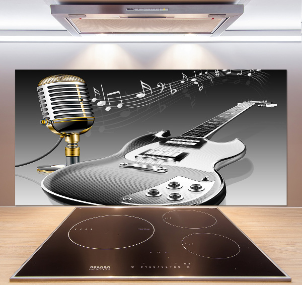 Cooker splashback Guitar and microphone