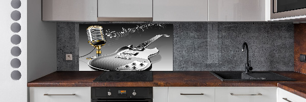 Cooker splashback Guitar and microphone