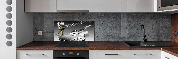 Cooker splashback Guitar and microphone