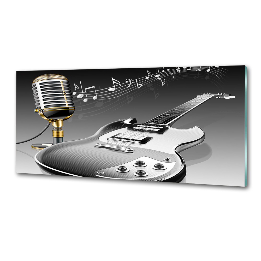 Cooker splashback Guitar and microphone