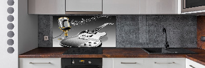 Cooker splashback Guitar and microphone