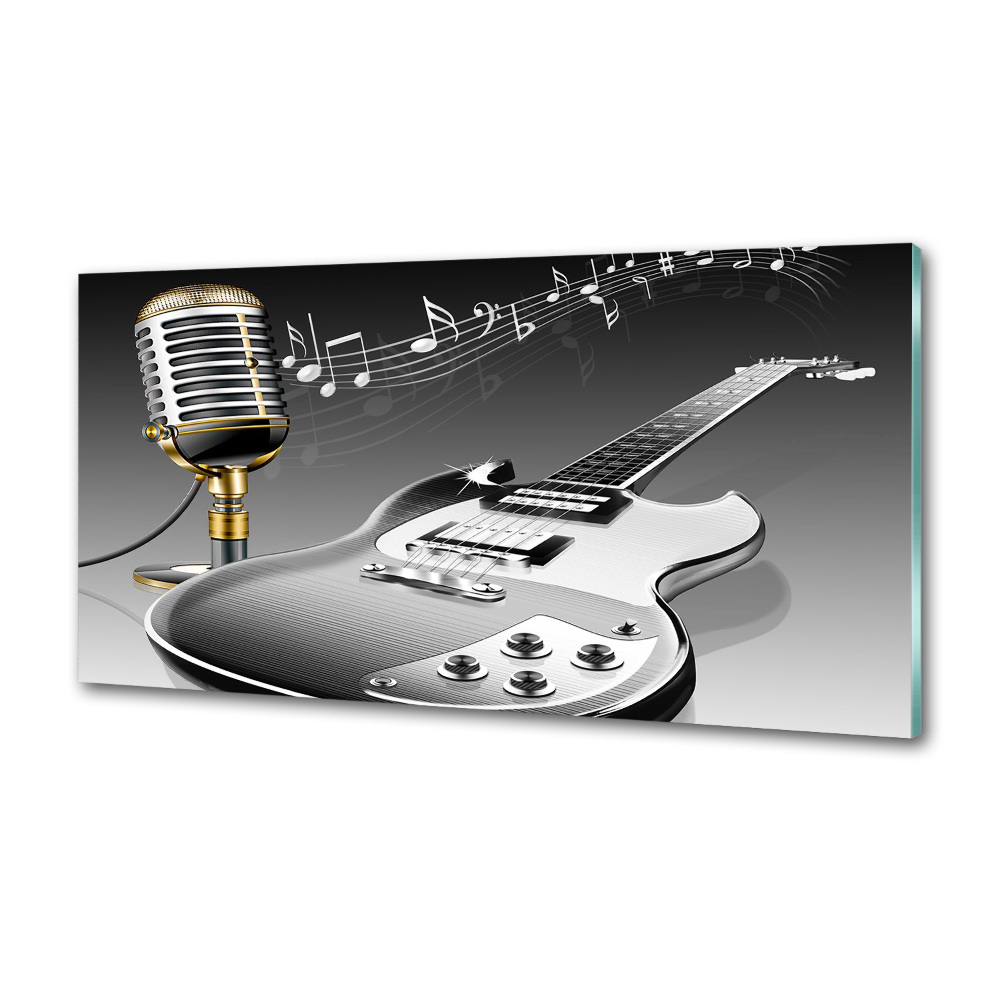 Cooker splashback Guitar and microphone