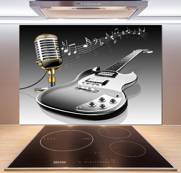 Cooker splashback Guitar and microphone