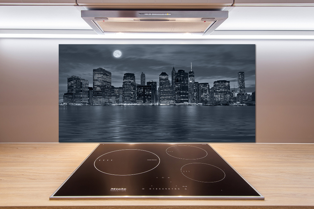 Kitchen splashback New York at night