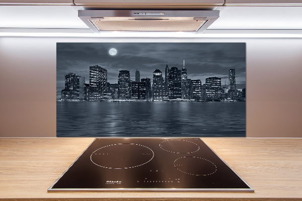 Kitchen splashback New York at night