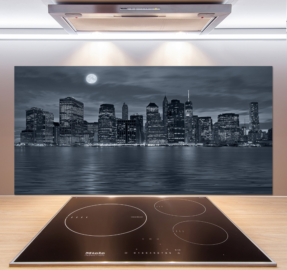 Kitchen splashback New York at night