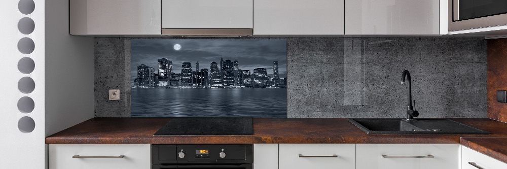 Kitchen splashback New York at night