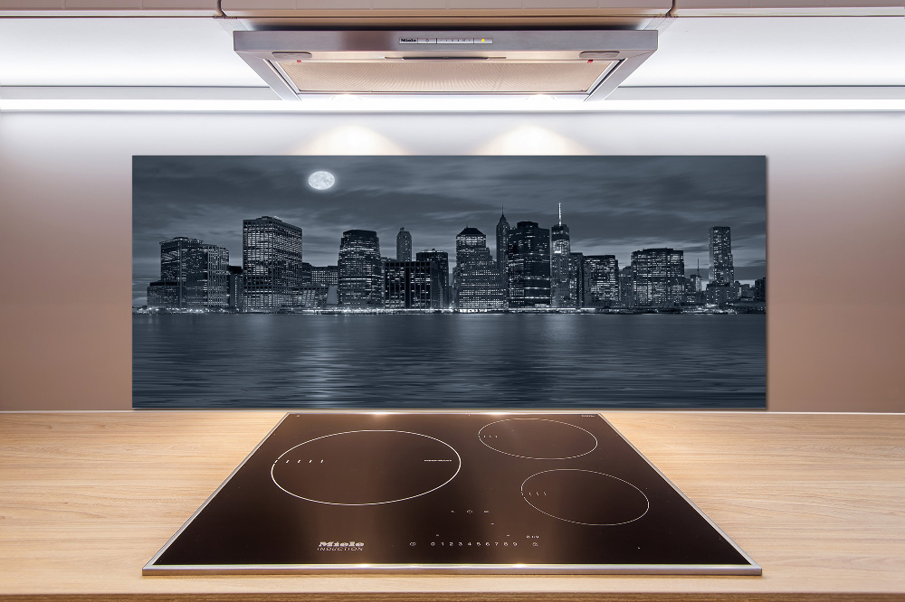 Kitchen splashback New York at night