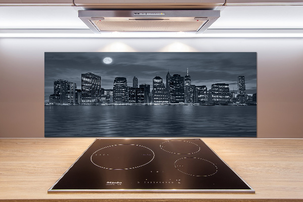 Kitchen splashback New York at night