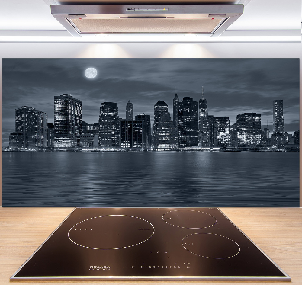 Kitchen splashback New York at night