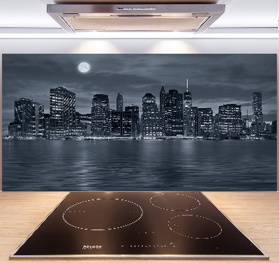 Kitchen splashback New York at night