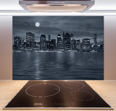 Kitchen splashback New York at night