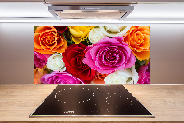 Kitchen splashback Colorful roses