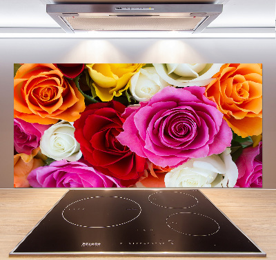 Kitchen splashback Colorful roses