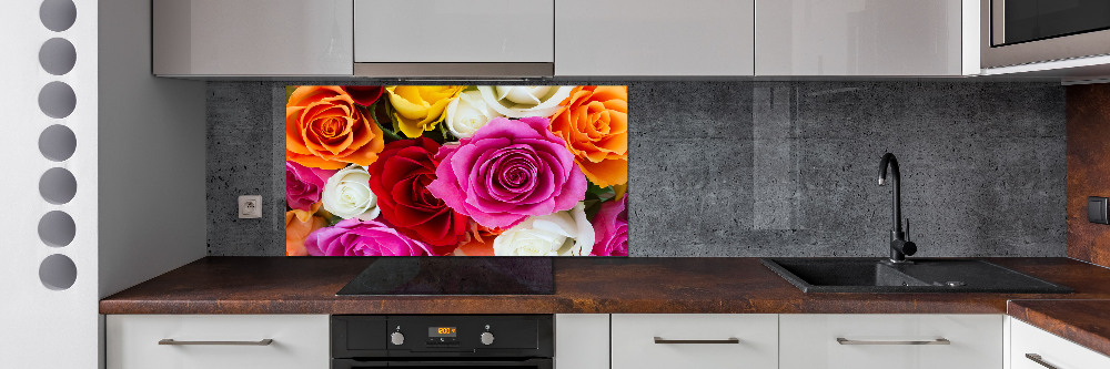 Kitchen splashback Colorful roses