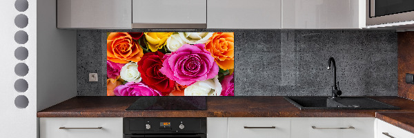 Kitchen splashback Colorful roses